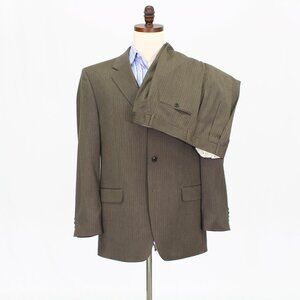 Jones New York 42R 00x00 Brown Full Suit 3-Button Stripe R593